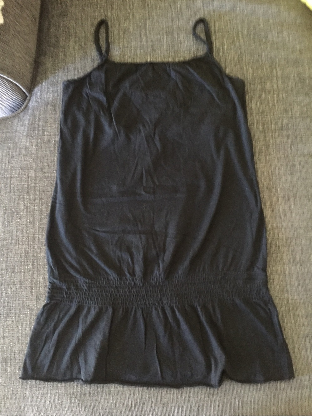 Roxy Black Smocked Waist Spaghetti Strap Top
